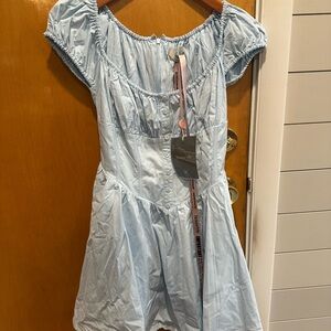 House of CB Nala Puff Sleeve Cotton Blend Minidress (Size S Bigger Cup D-E)